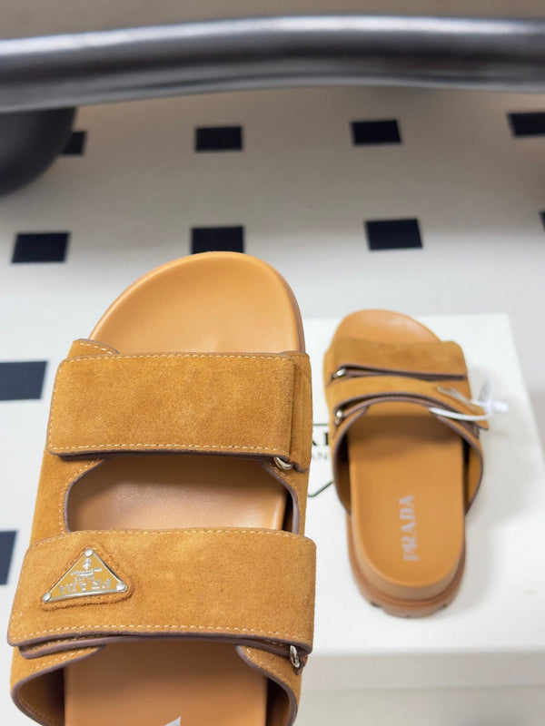 Pra 26s Band Sandals Tan Brown Suede 834766