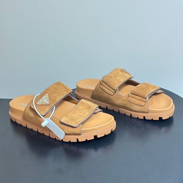Pra 26s Band Sandals Tan Brown Suede 834766