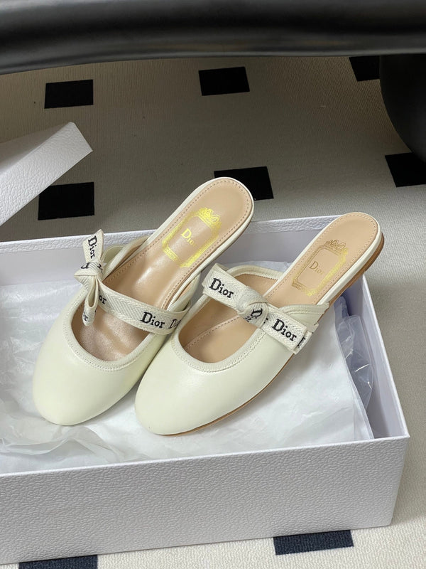 CD J'Adior Mules Cream Beige Leather 834935