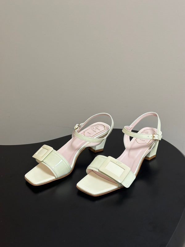 RV Belle Vivier Sandals Cream Patent Leather 835127