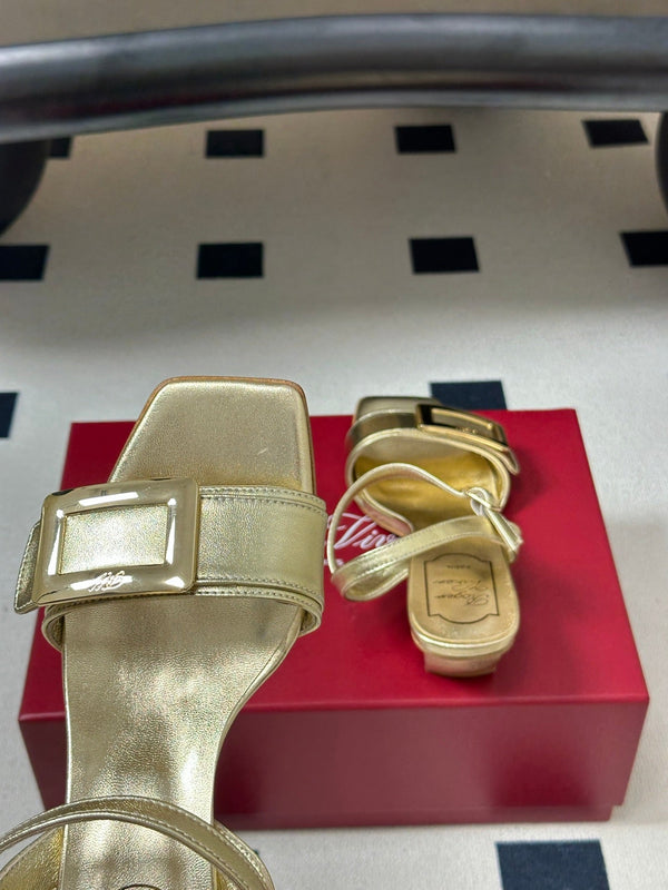 RV Belle Vivier Sandals Gold Patent Leather 835128
