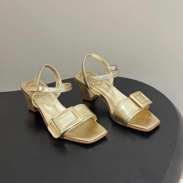 RV Belle Vivier Sandals Gold Patent Leather 835128