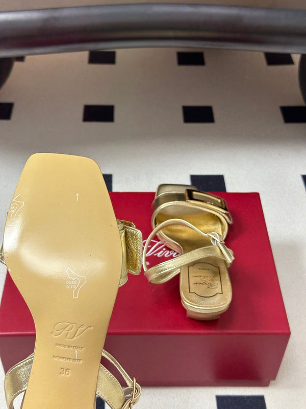 RV Belle Vivier Sandals Gold Patent Leather 835128