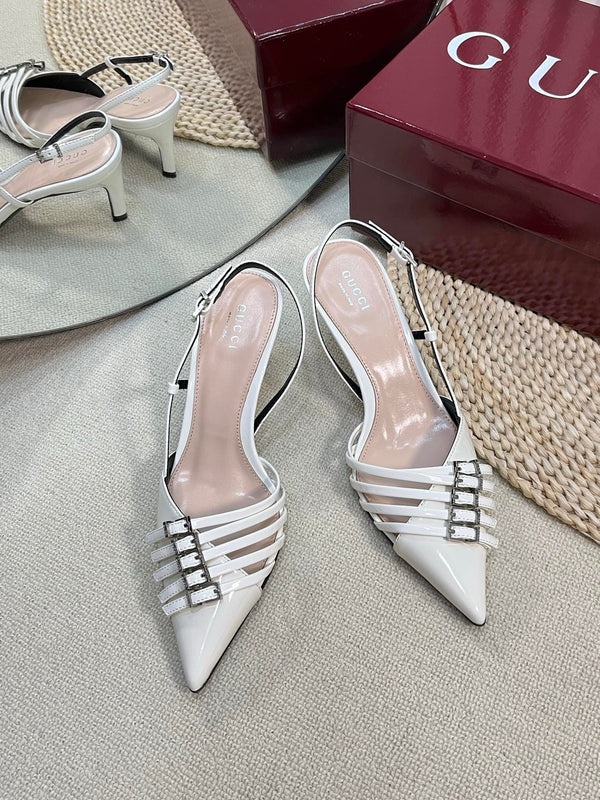 GC Regent Buckles Slingback White Leather 294604