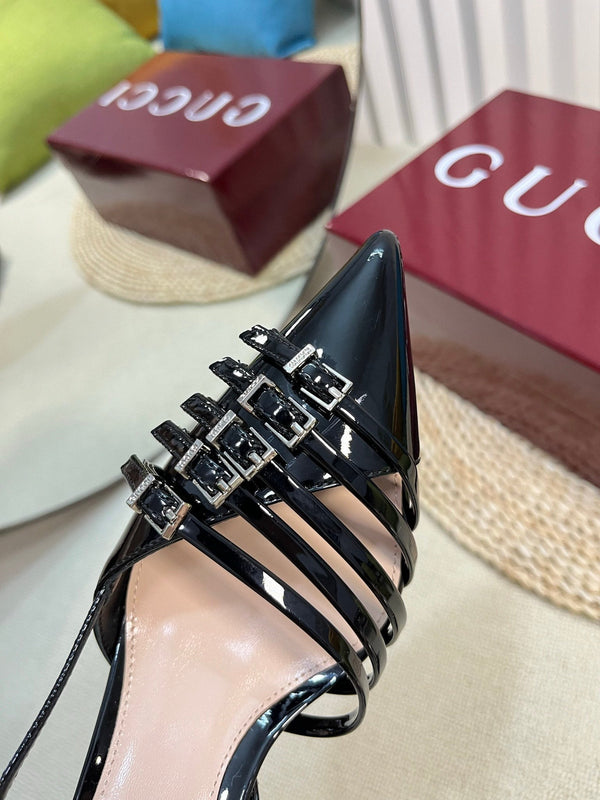 GC Regent Buckles Slingback Black Leather 294605