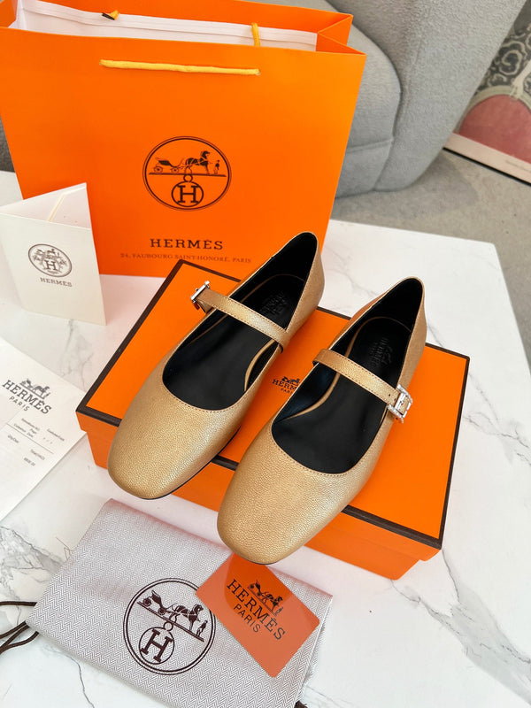 Jane Ballet Flat Gold Calfskin 214067