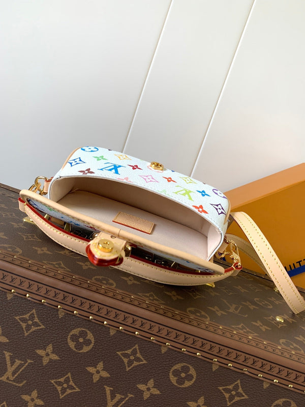 LV Nano Diane 19cm White Beige Monogram Canvas Cowhide