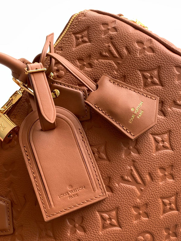LV M28662 Speedy Soft 30 Camel Brown Monogram Empreinte Leather
