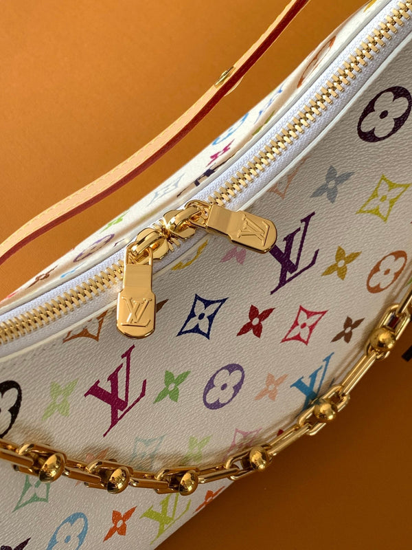 LV Boulogne PM Bag White Beige Monogram Canvas Cowhide 281679