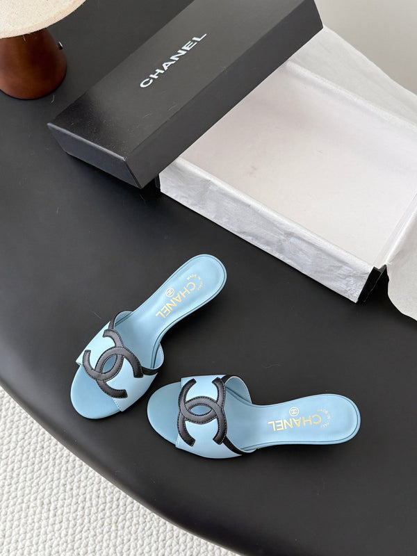 CC 2026 Heeled Sandal Black Blue Lambskin 675860