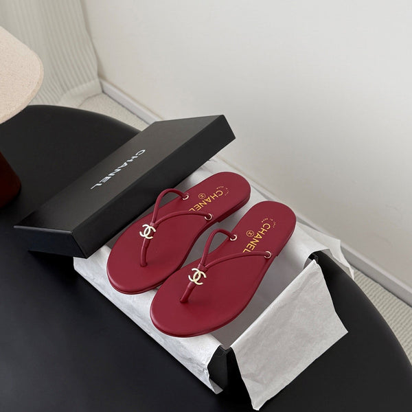 CC 2026 Thong Sandal Burgundy Calfskin 675901