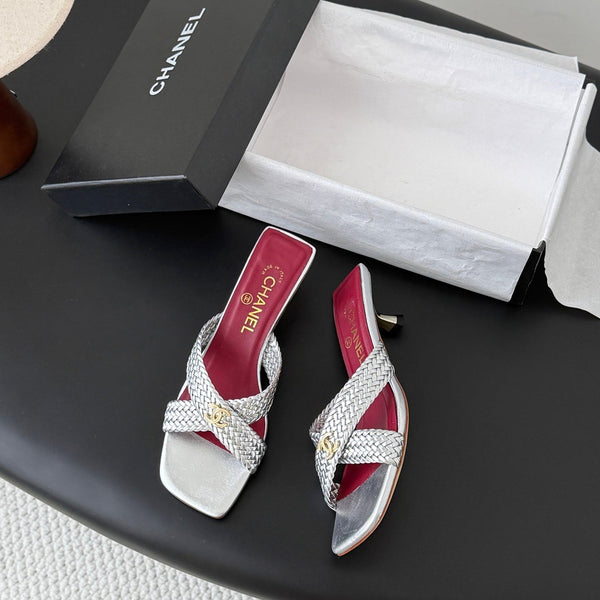 CC 26s Cross Slippers Sliver Lambskin 914974