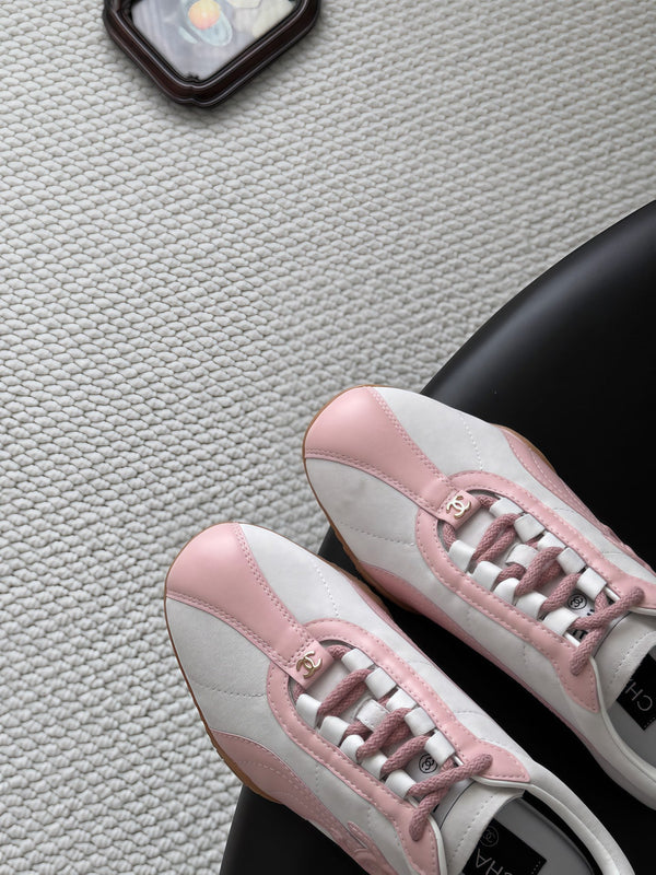 CC 26s Low-Top Retro Runner Sneakers Ivory Pink Suede Calfskin 969581