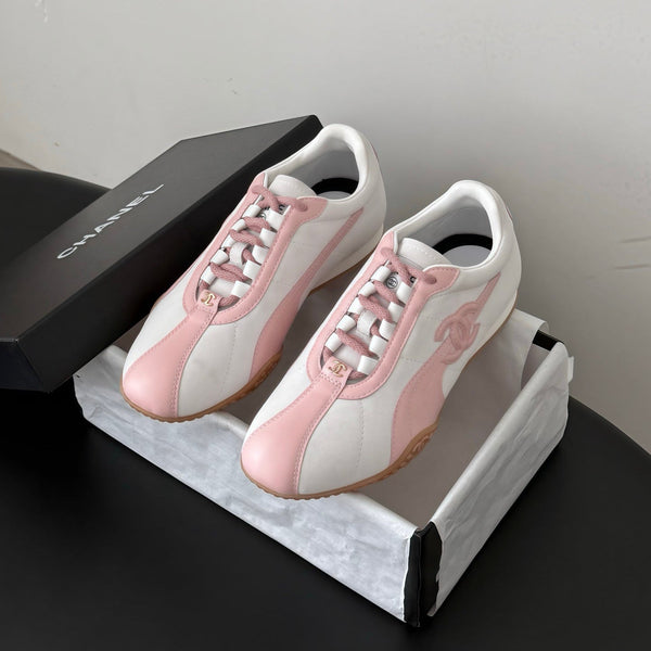 CC 26s Low-Top Retro Runner Sneakers Ivory Pink Suede Calfskin 969581