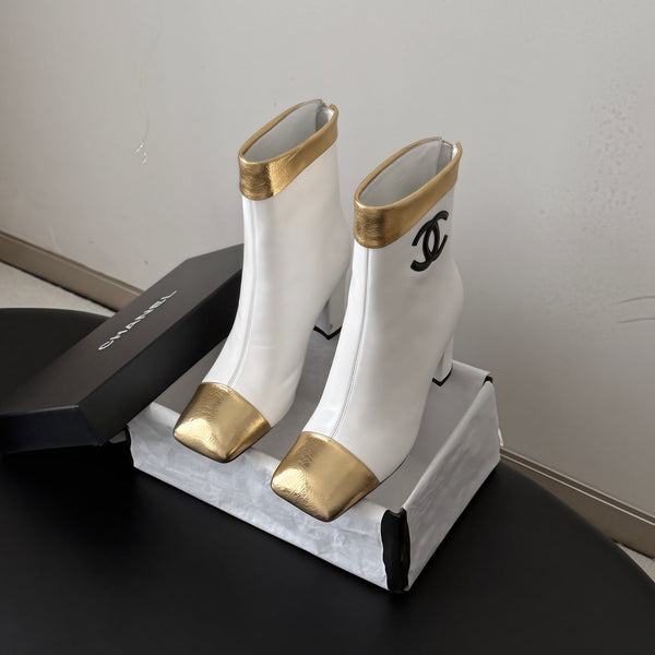 CC 26s Ankle Boots White Gold Metallic Leather 127859