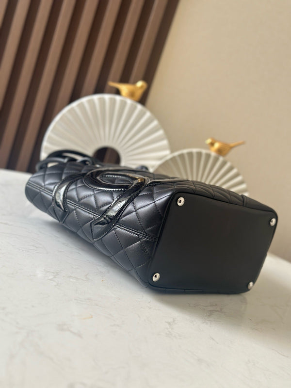 CC 25s Cambon Ligne Tote Bag 24cm In Black Calfskin