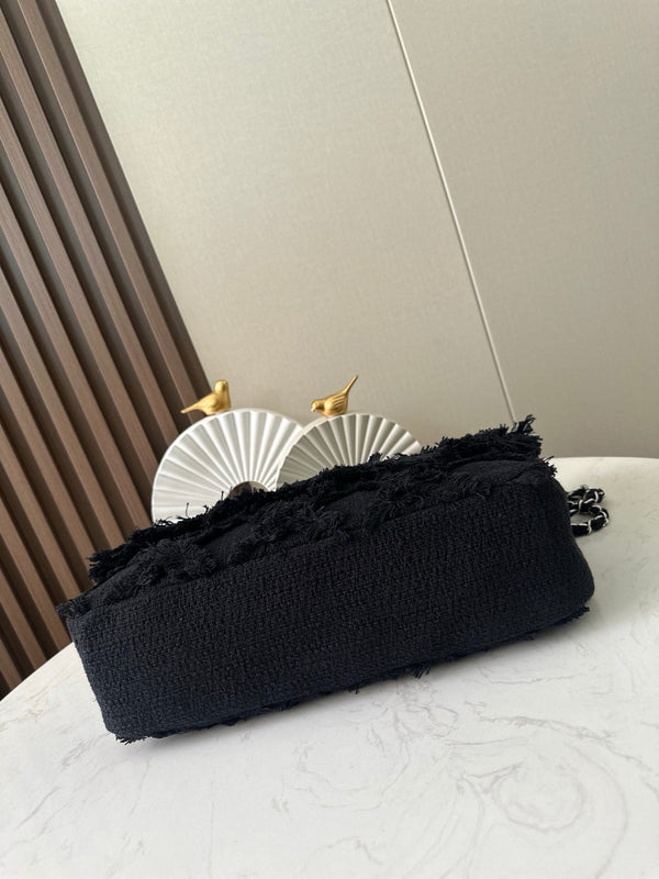 CC Nature Flap Bag 38cm Black Tweed 286334