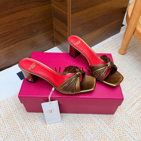 VLTN 26s Annet Mules 6.5cm Brown Gold Woven Leather 974324