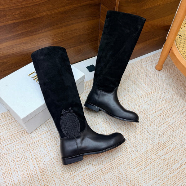 CD 26s Riding Boots Black Suede Leather 973976