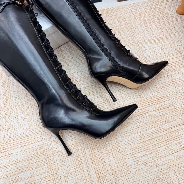 CD 26s D-Legacy Boots 8cm Black Patent Leather 973982