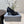 CURVED HEEL DEEP MOUTH PUMPS IN BLACK CALFSKIN