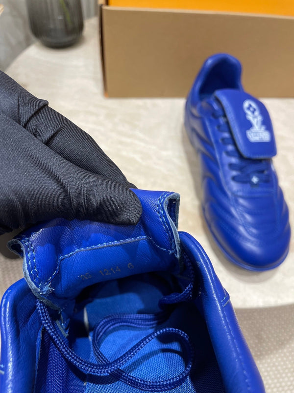 FOOTPRINT SOCCER SNEAKER IN COBALT BLUE CALFSKIN