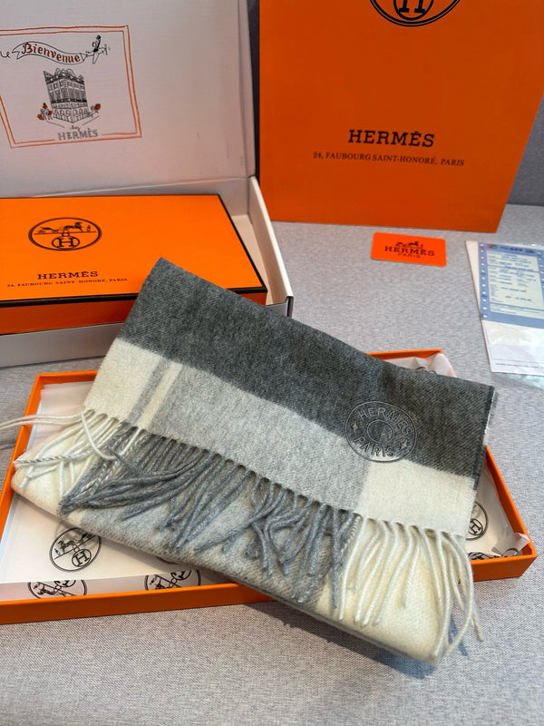 Scarf 180 CM In Grey Black Mix White Cashmere  381230