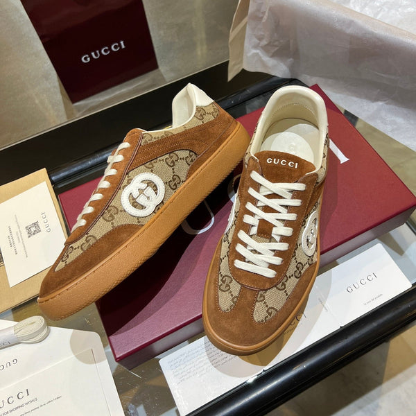 GG G75 Sneaker Brown Suede Canvas 818354