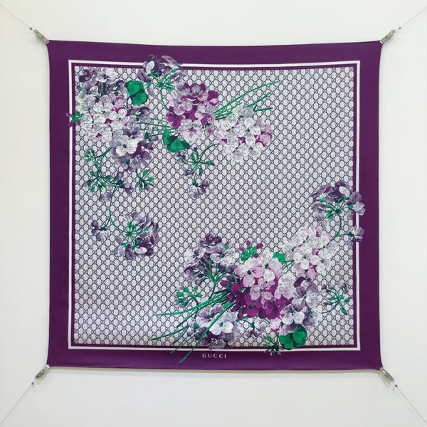 GG Double-Sided Floral 90x90cm Purple Colorful Twill Silk 194446