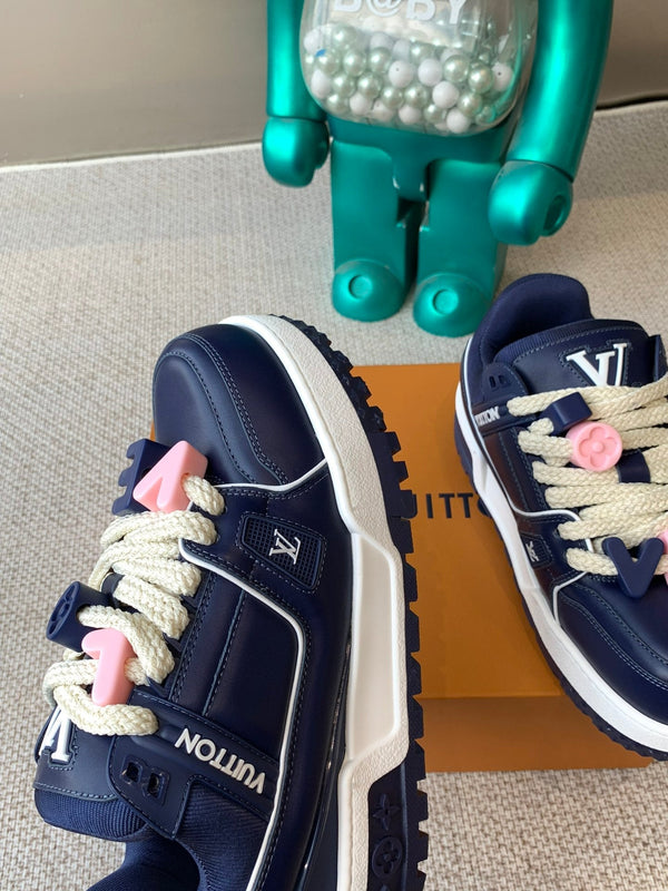 LV Trainer Maxi Sneaker Blue Charcoal Calfskin