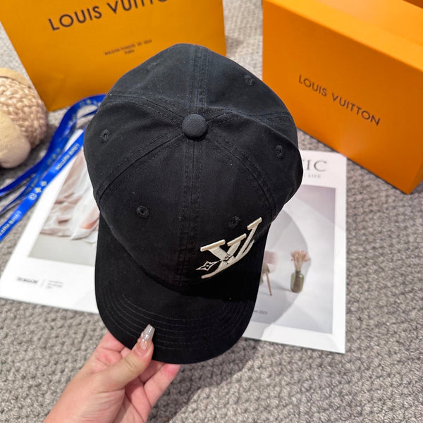 LV 25s Baseball Cap with Logo Embroidery Black Cotton 983641
