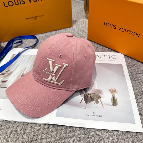 LV 25s Baseball Cap with Logo Embroidery Pink Cotton 983645