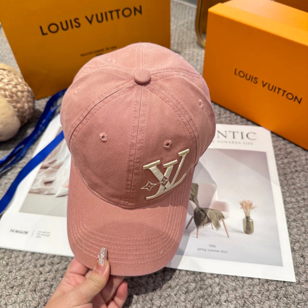 LV 25s Baseball Cap with Logo Embroidery Pink Cotton 983645