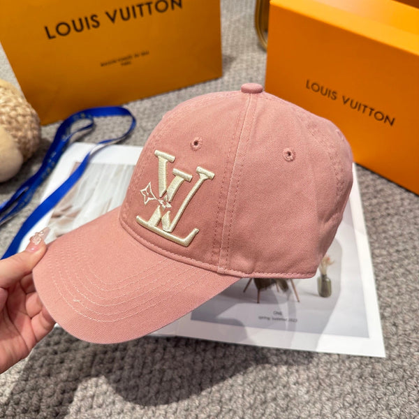 LV 25s Baseball Cap with Logo Embroidery Pink Cotton 983645