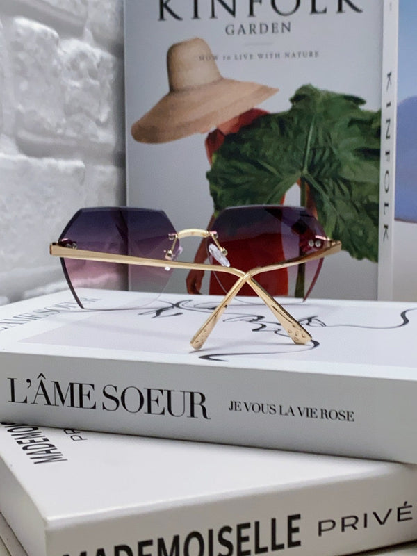 PANTHÈRE RIMLESS GEOMETRIC FRAME SUNGLASSES 562061 IN METAL