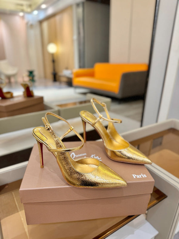 CL Jenlove Slingback 10.5cm Gold Leather 635810