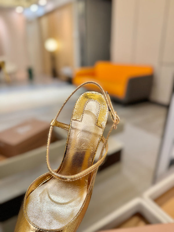 CL Jenlove Slingback 10.5cm Gold Leather 635810
