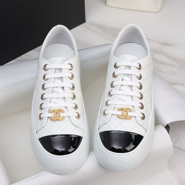 CC Trainer Sneaker Quilted White Patent Calfskin 964812