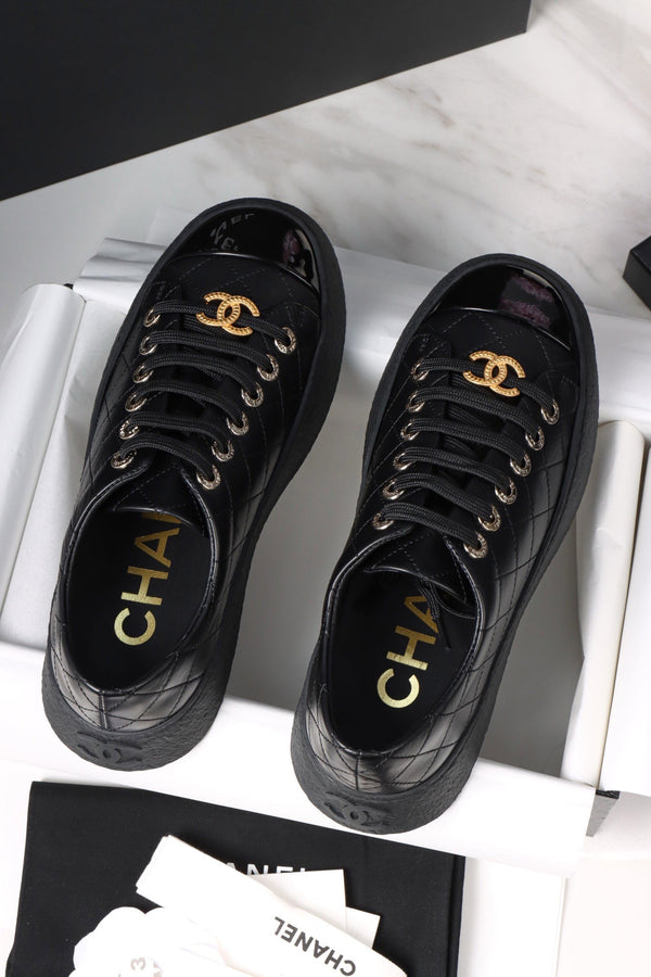 CC Trainer Sneaker Quilted Black Patent Calfskin 964813