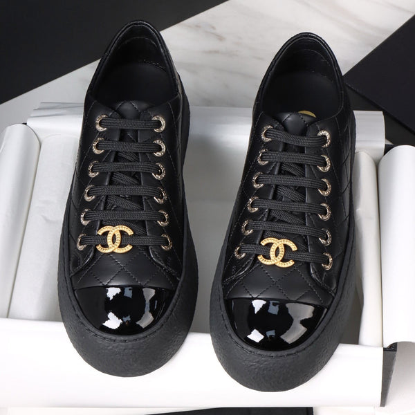 CC Trainer Sneaker Quilted Black Patent Calfskin 964813