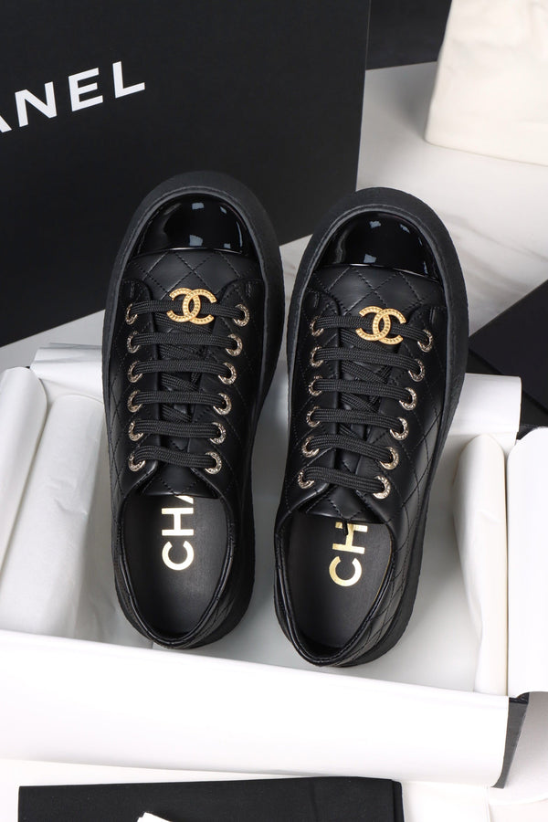 CC Trainer Sneaker Quilted Black Patent Calfskin 964813