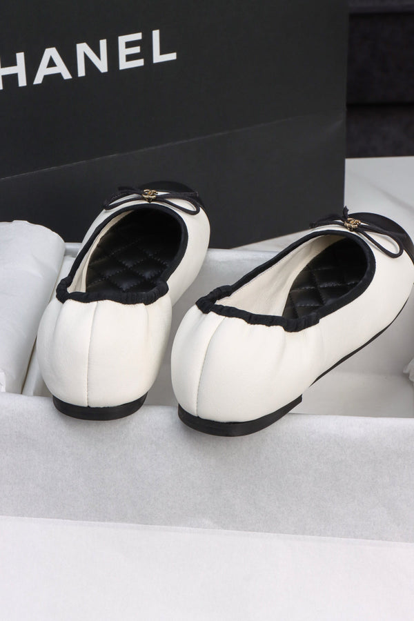 CC 26s Elasticated Ballerinas Black White Leather 964703