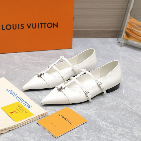 LV 6AM Flat Ballerina White Patent Leather 601539