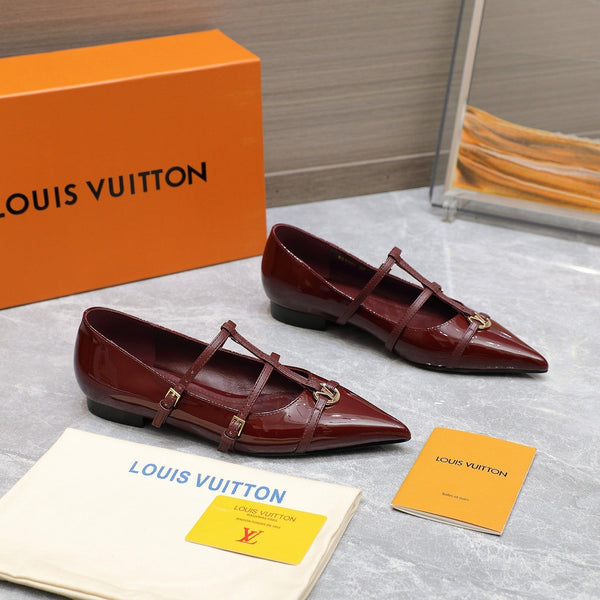 LV 6AM Flat Ballerina Burgundy Patent Leather 601540