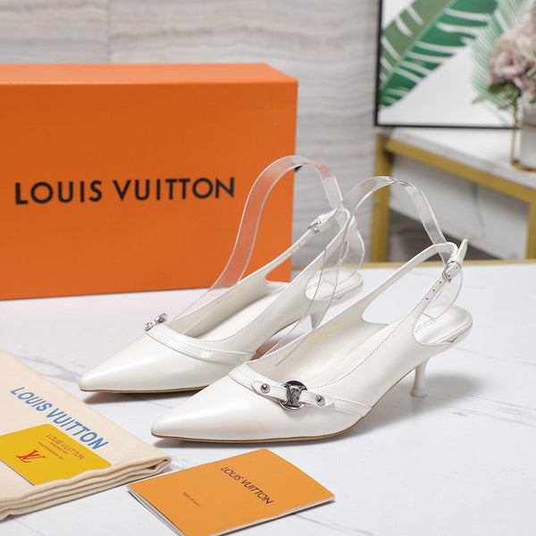 LV 6AM Slingback Pump 5cm White Sheepskin 601542