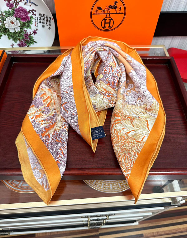 HM 25s Scarf 90cm Orange Light Pink Cashmere Silk 965568