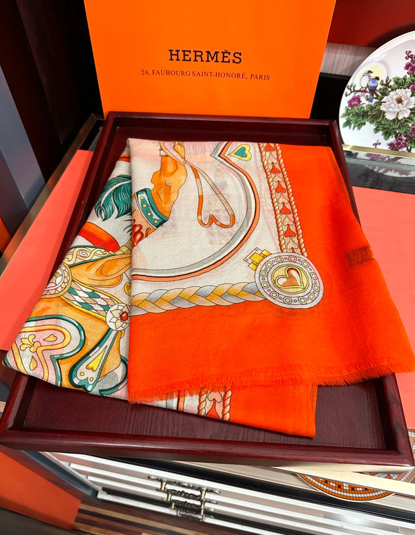 HM 25s Scarf 200cm Orange Beige Cashmere 976424