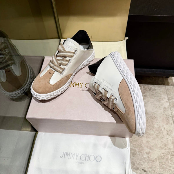 Jimmy Diamond Light Flex Sneaker White Taupe Suede Leather 715047
