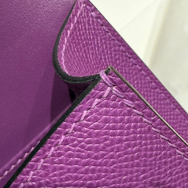 HM Constance Elan 24cm Bag Purple Epsom Leather Silver Hardware