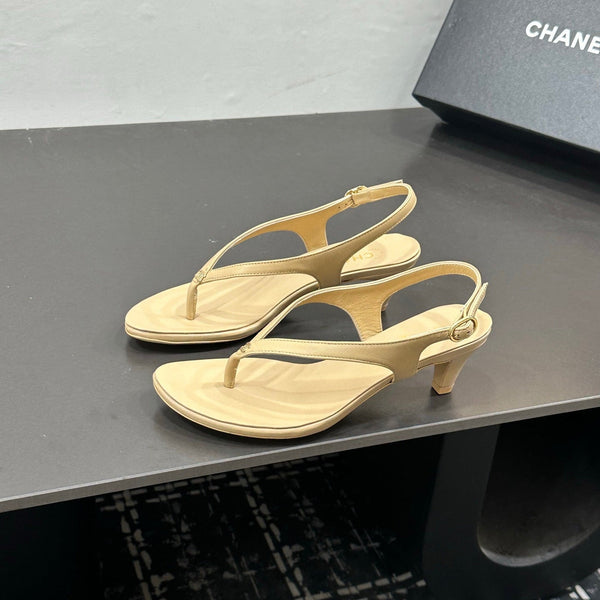 CC 26s Thong Sandals High Heel Beige Sheepskin 832548